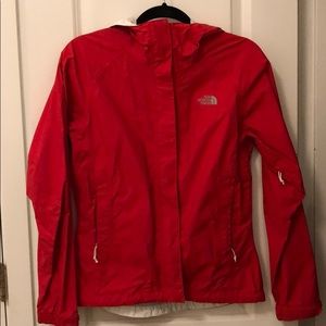 The north face red color rain jacket